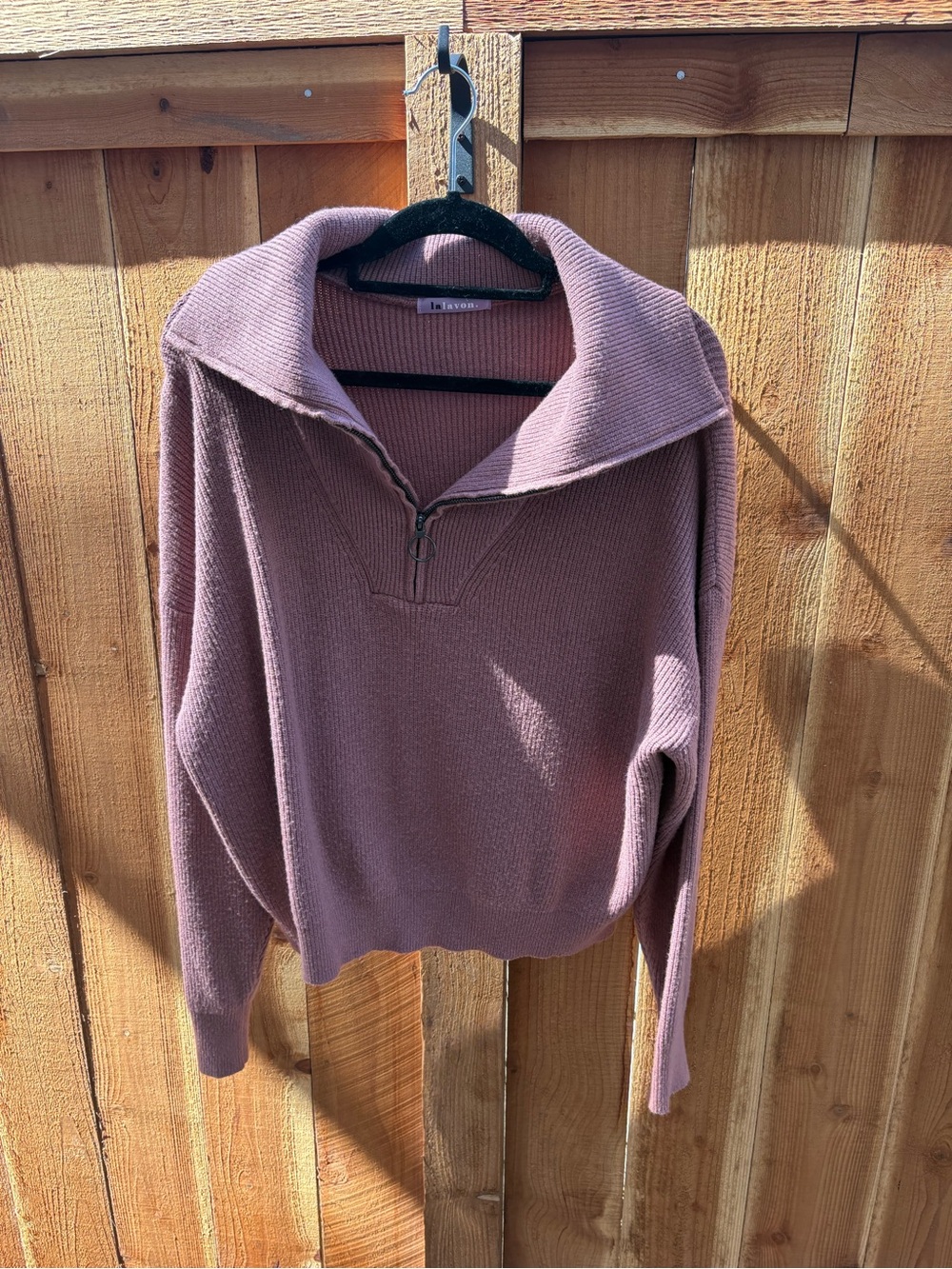Lalavon Mauve Pink Quarter Zip Oversized Knit Sweater Size M
